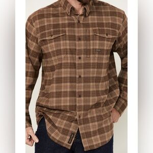 Ariat Men's Brown Plaid Shirt - Large